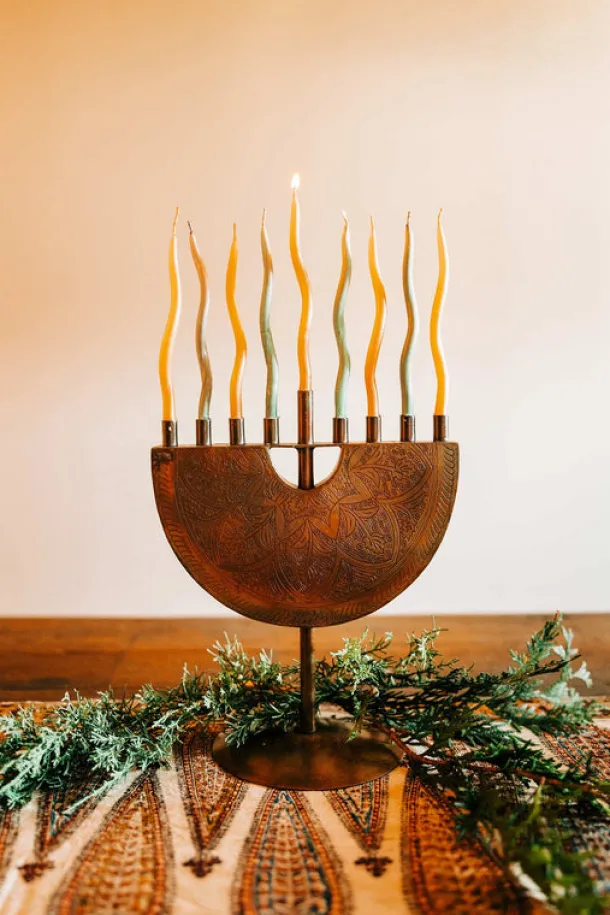 Engraved Iron Menorah