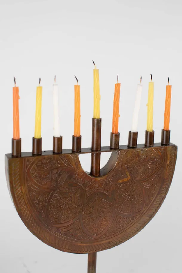 Engraved Iron Menorah