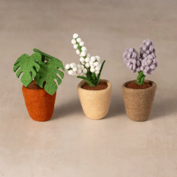 Felted Flower Pot - Leaves