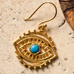 Firoza Evil Eye Dangle Earrings