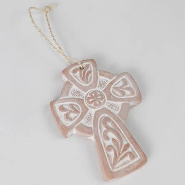 Fleurish Terracotta Celtic Cross Ornament