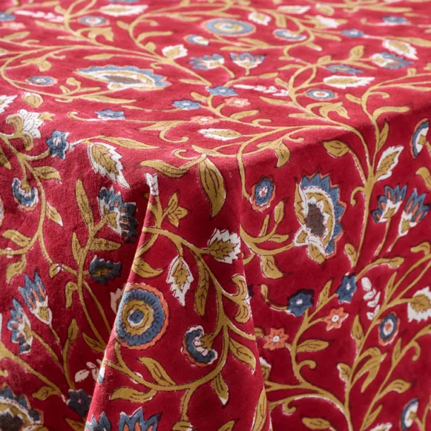 Floral Blooms Red Tablecloth