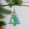 Floral Painted Willow Wood Tree Ornament