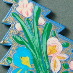 Floral Painted Willow Wood Tree Ornament