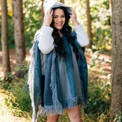 Frozen Pines Hooded Poncho