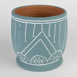 Geo Teal Terracotta Planter