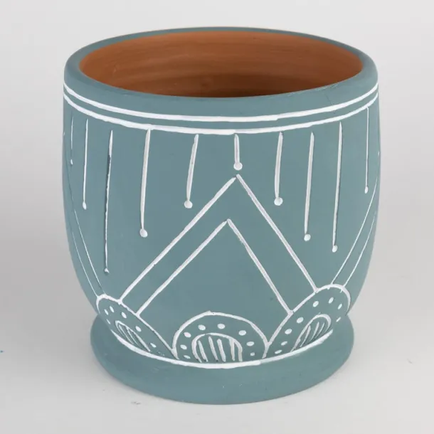 Geo Teal Terracotta Planter