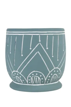 Geo Teal Terracotta Planter