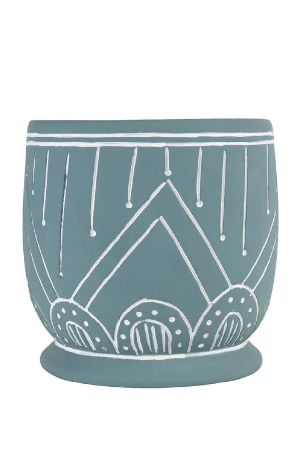 Geo Teal Terracotta Planter