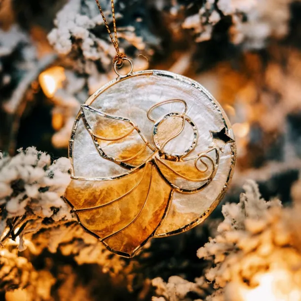 Golden Angel Capiz Ornament