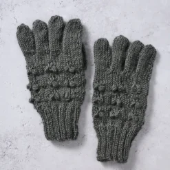 Gray Knobby Wool Gloves