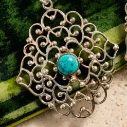 Hava Silvertone Dangle Earrings w/Turquoise