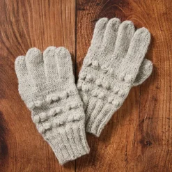 Ivory Knobby Wool Gloves