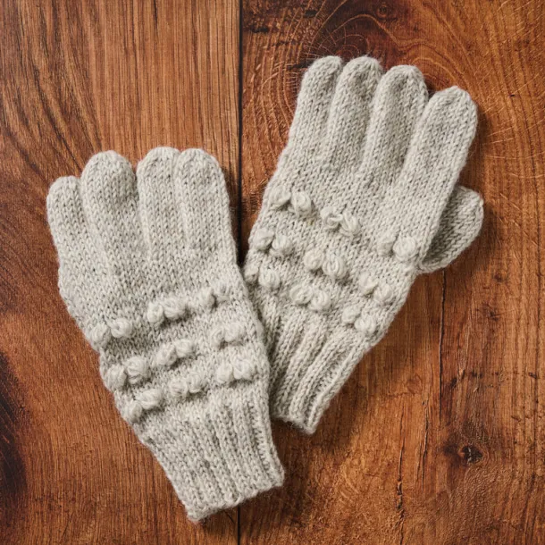 Ivory Knobby Wool Gloves