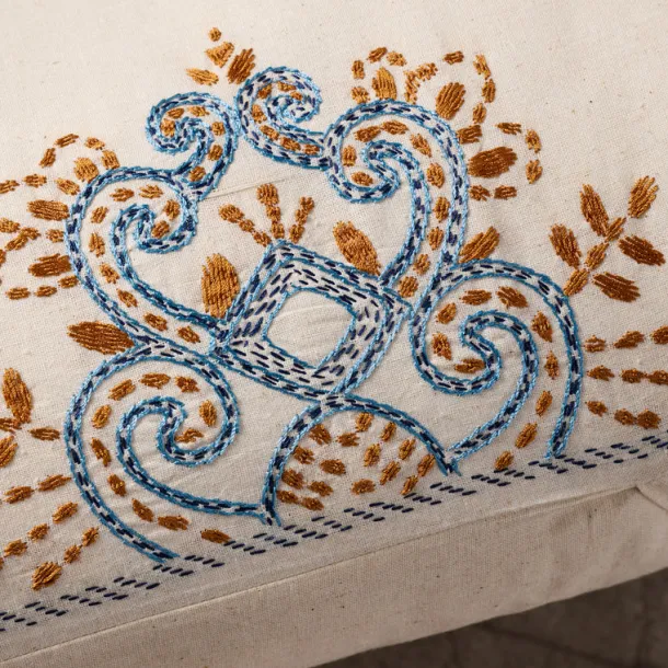 Jatila Hand Embroidered Lumbar Pillow Cover