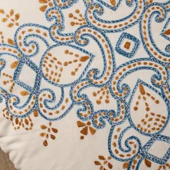 Jatila Hand Embroidered Round Pillow