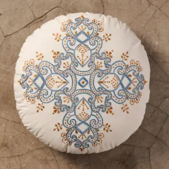 Jatila Hand Embroidered Round Pillow