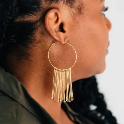 Jaya Brass Fringe Hoop Earrings