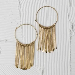 Jaya Brass Fringe Hoop Earrings