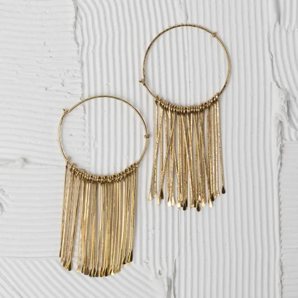 Jaya Brass Fringe Hoop Earrings