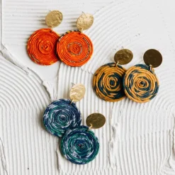 Jia Recycled Sari Dangle Earrings