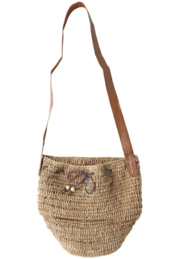Jute Bucket Bag - Leather Strap