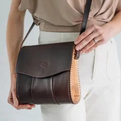 Kala Leather & Olive Wood Crossbody Bag
