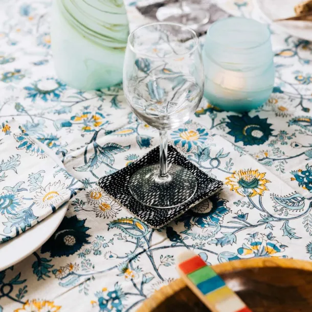 Kantha Stitch Coasters