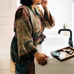 Kantha Stitch Sari Bathrobe