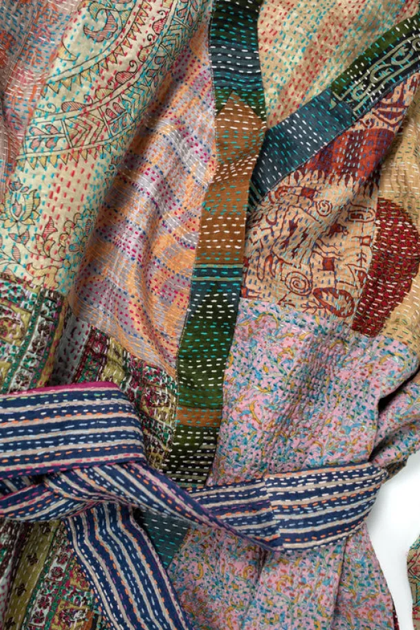 Kantha Stitch Sari Bathrobe