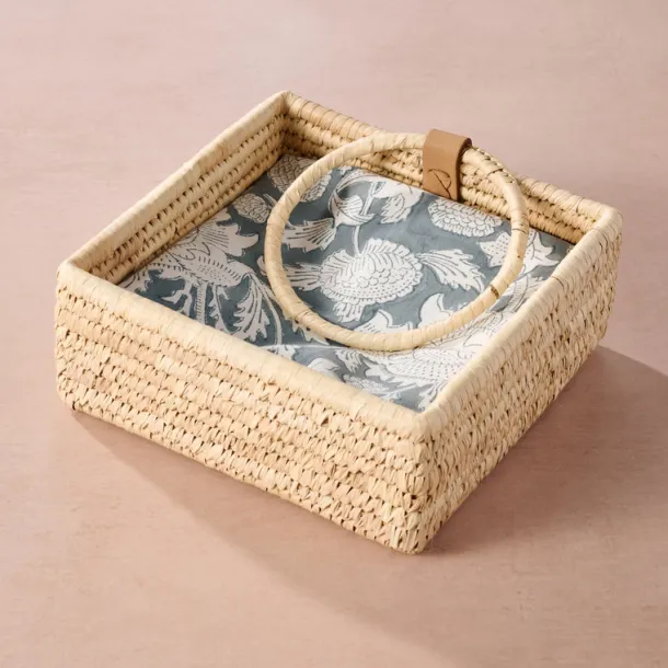 Khejur Woven Palm Leaf Napkin Basket