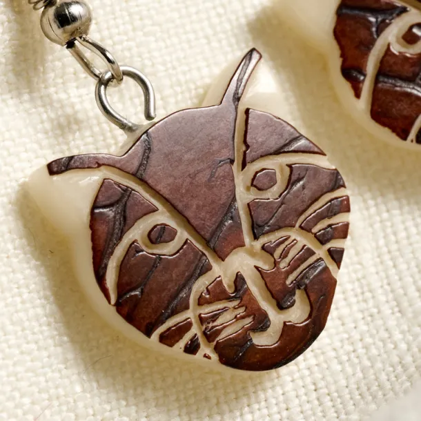 Kitty-Cat Tagua Drop Earrings