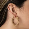 Kuteer Wood Bead Hoop Earrings