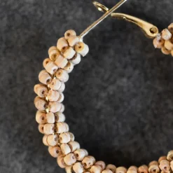 Kuteer Wood Bead Hoop Earrings