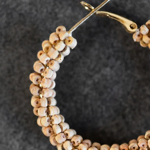 Kuteer Wood Bead Hoop Earrings