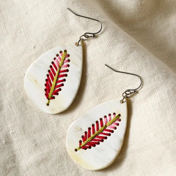 Lacay Stitched Drop Teardrop Earrings