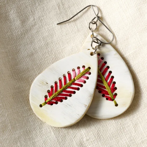 Lacay Stitched Drop Teardrop Earrings