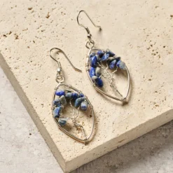 Lapis Tree Drop Earrings