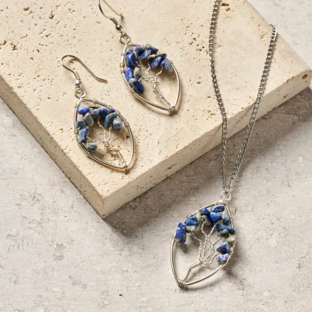 Lapis Tree Drop Earrings