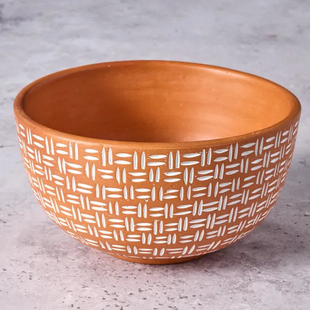 Lattice Lines Terracotta Bowl