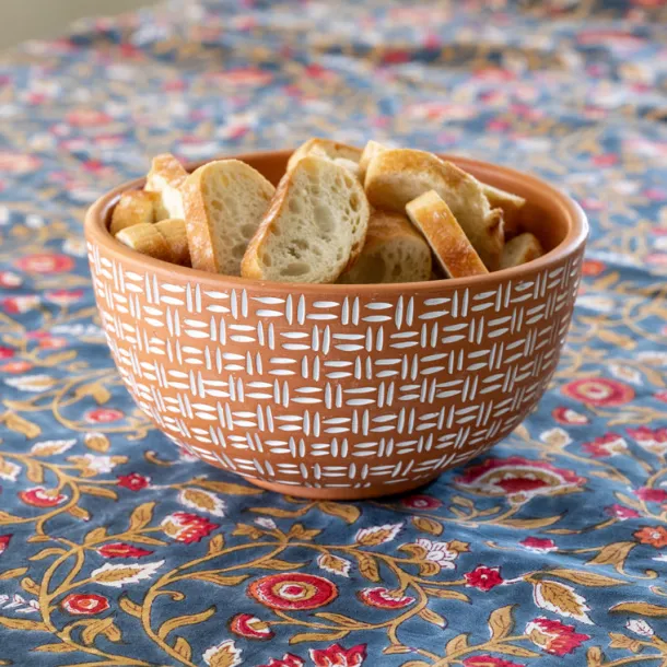 Lattice Lines Terracotta Bowl