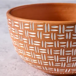 Lattice Lines Terracotta Bowl