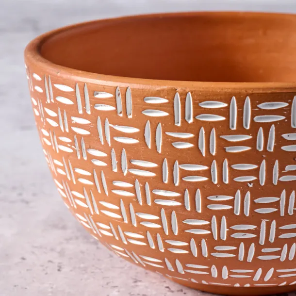 Lattice Lines Terracotta Bowl