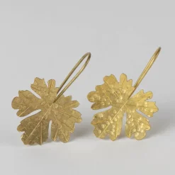 Leaf Drop Earrings in Brass