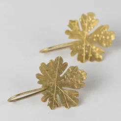 Leaf Drop Earrings in Brass