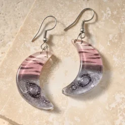 Marbled Moon Drop Earrings