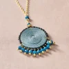 Meera Blue Beaded Pendant Necklace