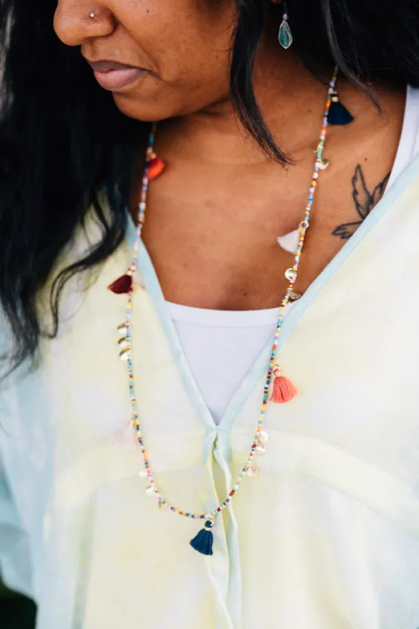 Mini Tassel Disc Necklace
