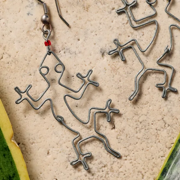 Mjusi Recycled Wire Gecko Dangle Earrings