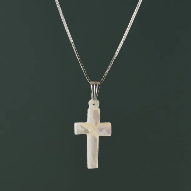 Mother of Pearl Cross Pendant Necklace